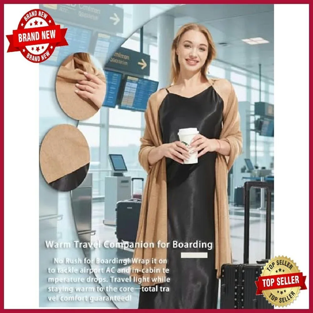 Luxury Cashmere Shawl Wrap Travel Blanket Oversized All-Season